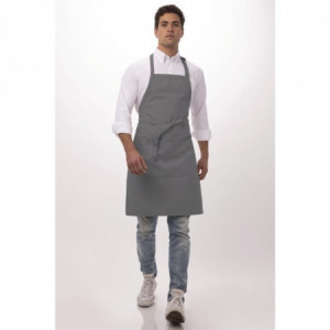 Bib Apron with Adjustable Neck Strap and Double Pocket Gray 610 x 860 mm - Chef Works - Fourniresto