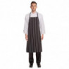 Premium Woven Bib Apron with Black and White Stripes - Chef Works - Fourniresto