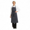 Premium Woven Bib Apron with Navy Blue and White Stripes - Chef Works - Fourniresto