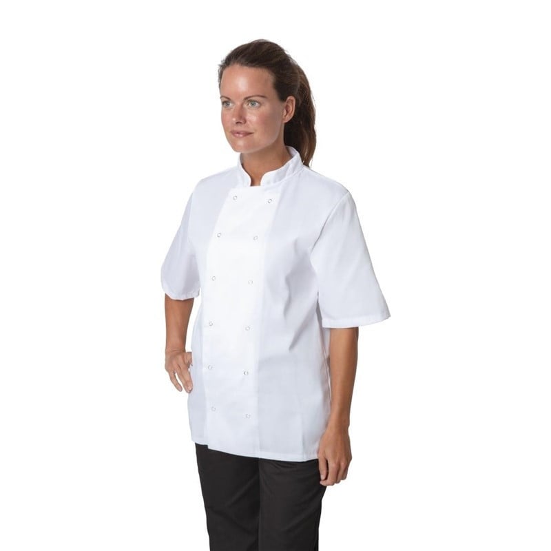 Witte korte mouwen koksbuis Boston - Maat S - Whites Chefs Clothing - Fourniresto