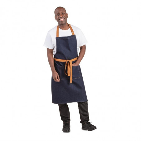 Schort van Blauwe Denim met Katoenen Riem 1000 x 700 mm - Whites Chefs Clothing - Fourniresto