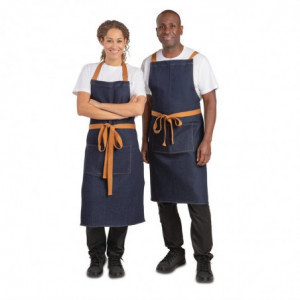 Schort van Blauwe Denim met Katoenen Riem 1000 x 700 mm - Whites Chefs Clothing - Fourniresto