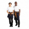 Schort van Blauwe Denim met Okergele Katoenen Riem 700 x 430 mm - Whites Chefs Clothing - Fourniresto