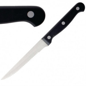 Fleischmesser mit schwarzem Griff und gezackter Klinge 215 mm - 12er-Pack - Olympia - Fourniresto