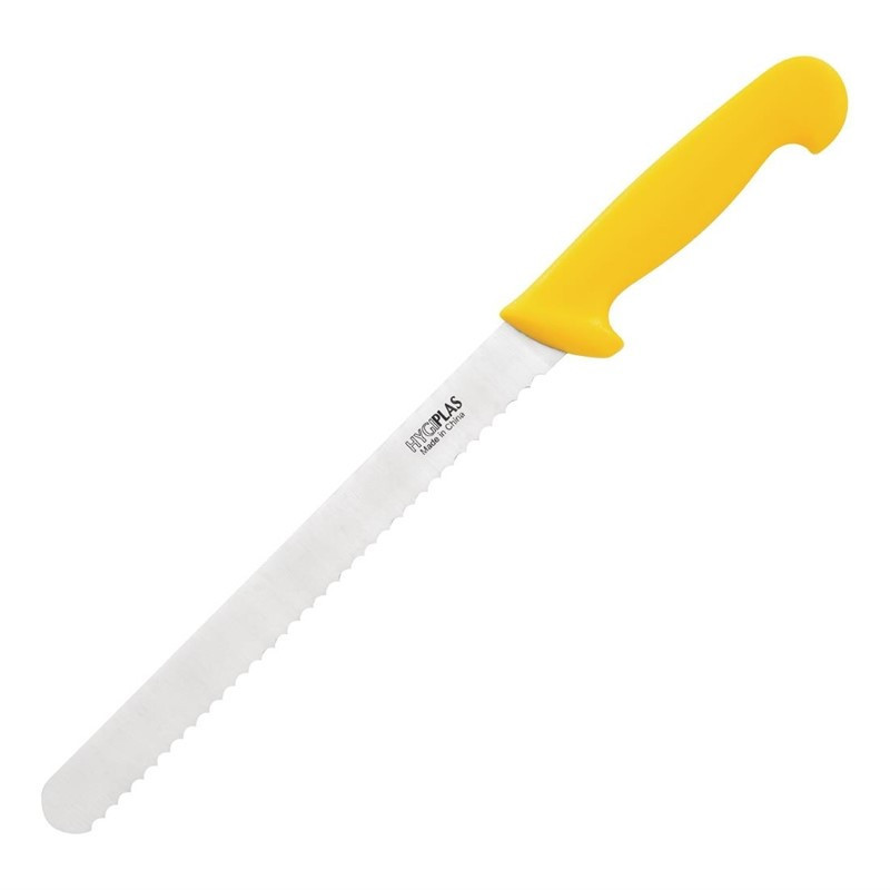 Couteau À Trancher Jaune Lame Dentée 25,5 Cm - Hygiplas - Fourniresto