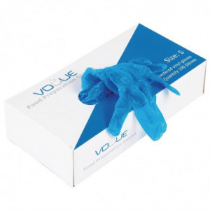 Food Gloves in Powdered Blue Vinyl Size L - Pack of 100 - Vogue - Fourniresto