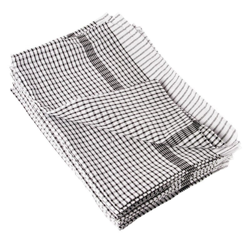 Zwarte keukendoek van polycotton - Set van 10 - Vogue - Fourniresto