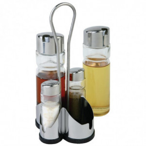 Komplettes Besteckset mit Öl- und Essigflaschenhalter, Salz- und Pfefferstreuer - APS - Fourniresto