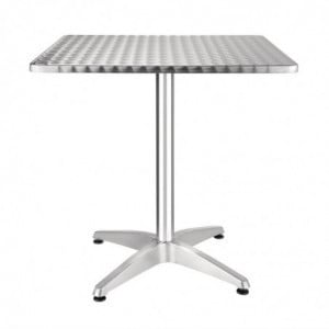 Square Bistro Table in Stainless Steel - 700 x 700 mm - Bolero - Fourniresto