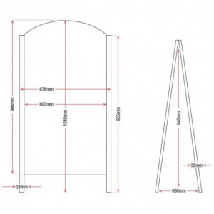 Stoepbord Zwart Metalen Frame 675 x 660 mm - Olympia - Fourniresto