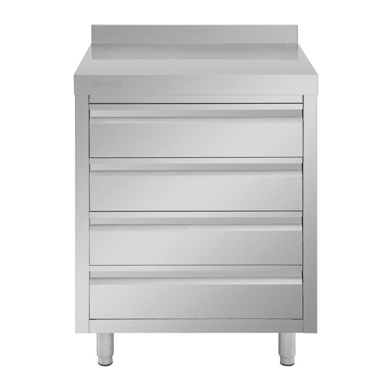 Furniture with Stainless Steel Backsplash 4 Drawers - Vogue - Fourniresto