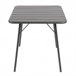 Square Grey Steel Slatted Table 700 x 700 mm - Bolero - Fourniresto