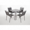Tisch mit grauen Latten aus Stahl 700 x 700 mm - Bolero - Fourniresto