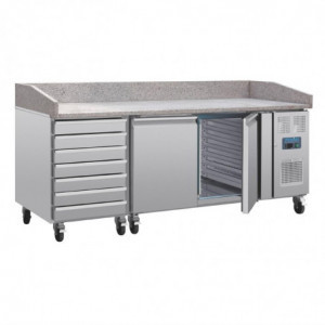 Pizza counter with marble top, 2 doors, 7 dough drawers, U Series - Polar - Fourniresto