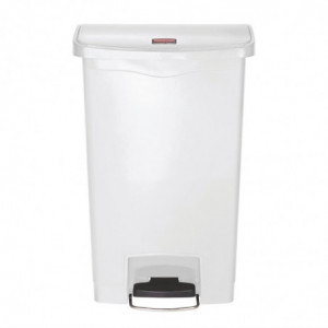 Frontal Wide Slim Jim StepOn White 50L Pedal Bin - Rubbermaid - Fourniresto