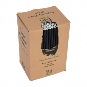 Schwarze kompostierbare Papierstrohhalme - Packung mit 250 Strohhalmen - Fiesta Green - Fourniresto