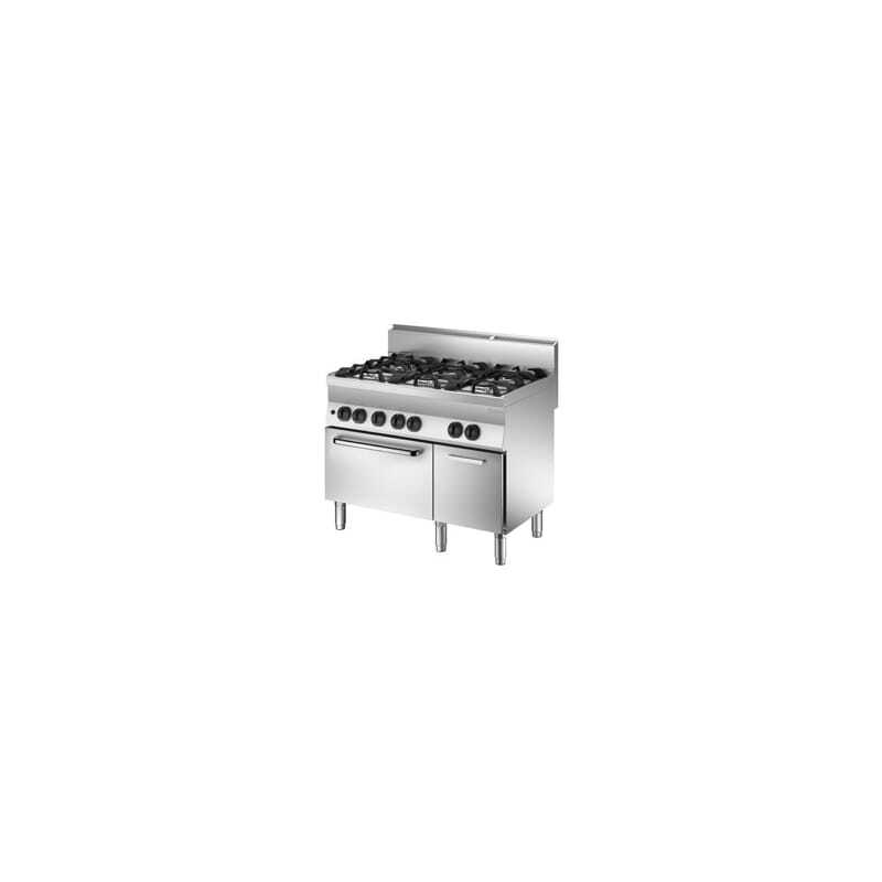 Zes-pits fornuis met gasoven en kast Serie 650