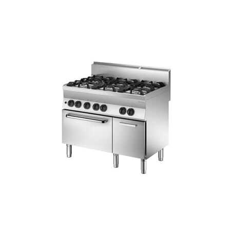 Zes-pits fornuis met gasoven en kast Serie 650