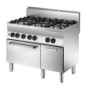 Zes-pits fornuis met gasoven en kast Serie 650