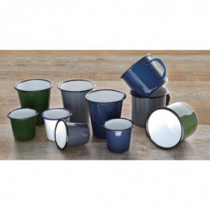 Enamel Steel Mugs Grey and Black 350ml - Set of 6 - Olympia - Fourniresto