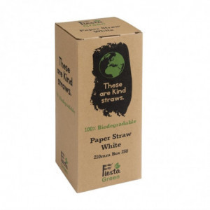 Kompostierbare weiße Papierstrohhalme 210mm - Packung mit 250 - Fiesta Green - Fourniresto