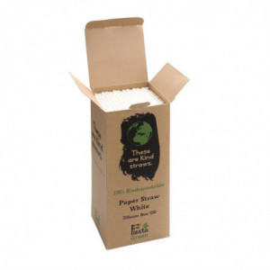 Pailles en Papier Compostables Blanches 210mm - Lot de 250 - Fiesta Green - Fourniresto