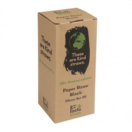 Kompostierbare schwarze Papierstrohhalme 210mm - Packung mit 250 - Fiesta Green - Fourniresto