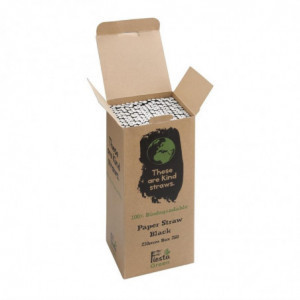 Kompostierbare schwarze Papierstrohhalme 210mm - Packung mit 250 - Fiesta Green - Fourniresto