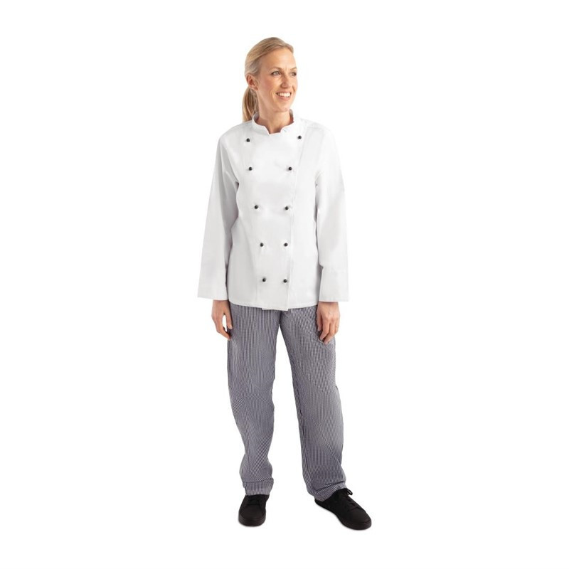 Unisex Chicago Long Sleeve White Kitchen Jacket Size S - Whites Chefs Clothing - Fourniresto