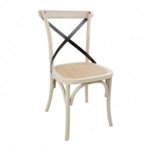 Chaise en Chêne Sable avec Dossier Croisé - Lot de 2 - Bolero - Fourniresto