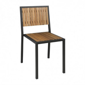 Stoelen van staal en acacia - Set van 4 - Bolero - Fourniresto