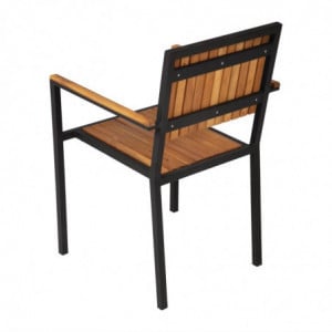 Stoelen van staal en acacia - Set van 4 - Bolero - Fourniresto