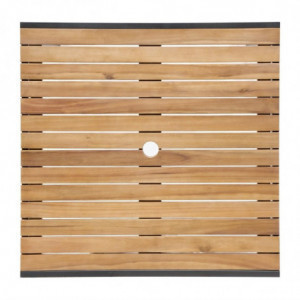 Vierkante Tafel van Staal en Acacia 80 cm - Bolero - Fourniresto