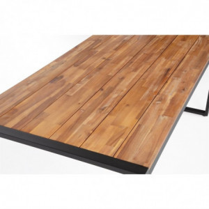 Rechthoekige industriële tafel van staal en acacia 180 cm - Bolero - Fourniresto