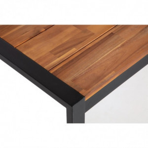 Rechthoekige industriële tafel van staal en acacia 180 cm - Bolero - Fourniresto