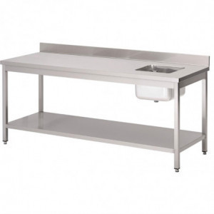 Table Du Chef Avec Bac À Droite Et Dosseret En Inox-L 2000 x P 700mm - Gastro M