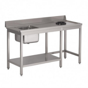 Inox Vaatwasser Invoertafel Met Linker Spoelbak en Achterwand en Onderste Plank - L 1000 x D 700mm - Gastro M