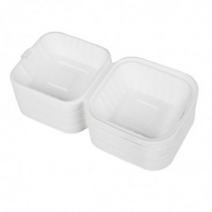 Scharnierende bagasse bakjes composteerbaar - 500 ml - Set van 250 - Fiesta Green