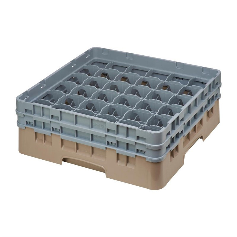 Glazenrek met 36 compartimenten Camrack Beige 500 x 500 mm - Cambro