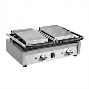 Dubbele Bistro Contactgrill Geribbeld/Geribbeld in RVS - Buffalo