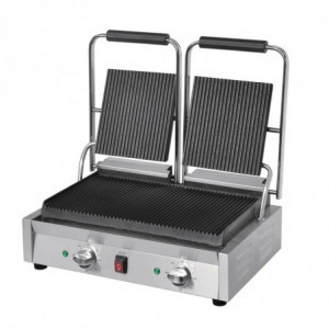 Dubbele Bistro Contactgrill Geribbeld/Geribbeld in RVS - Buffalo