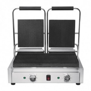 Dubbele Bistro Contactgrill Geribbeld/Geribbeld in RVS - Buffalo