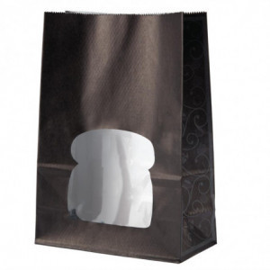 Black Recyclable Paper Sandwich Bags with Window - Pack of 250 - Colpac