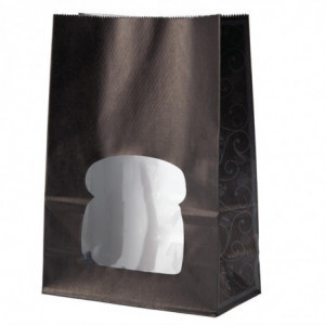 Sacs Sandwich en Papier Recyclable Noir avec Fenêtre - Lot de 250 - Colpac