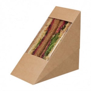 Boîtes Sandwich Kraft Compostables avec Fenêtre Acétate Zest - Lot de 500 - Colpac