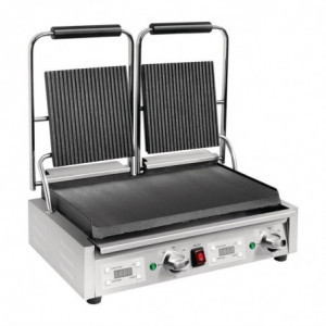 Grill met dubbel geribbeld/glad contact - 230V - Buffalo