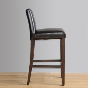 High Bar Stool with Faux Leather Backrest - Black - Bolero - Fourniresto