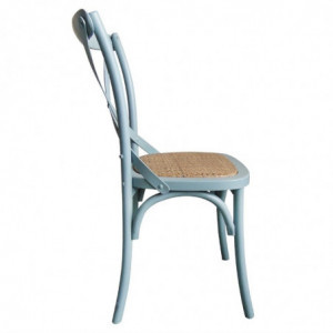 Wooden Chairs with Crossed Backrest - Blue - Bolero - Fourniresto