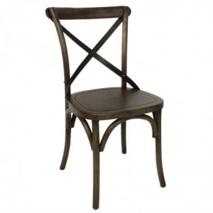 Stühle in Nussbaumfarbe mit gekreuzter Rückenlehne - Bolero - Fourniresto