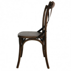 Walnut-colored chairs with crossed back - Bolero - Fourniresto